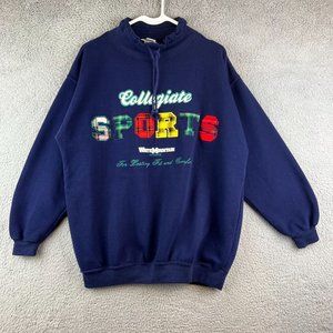 Vintage 90S White Mountain College Collegiate Sports Blue Sweatshirt USA Mens L